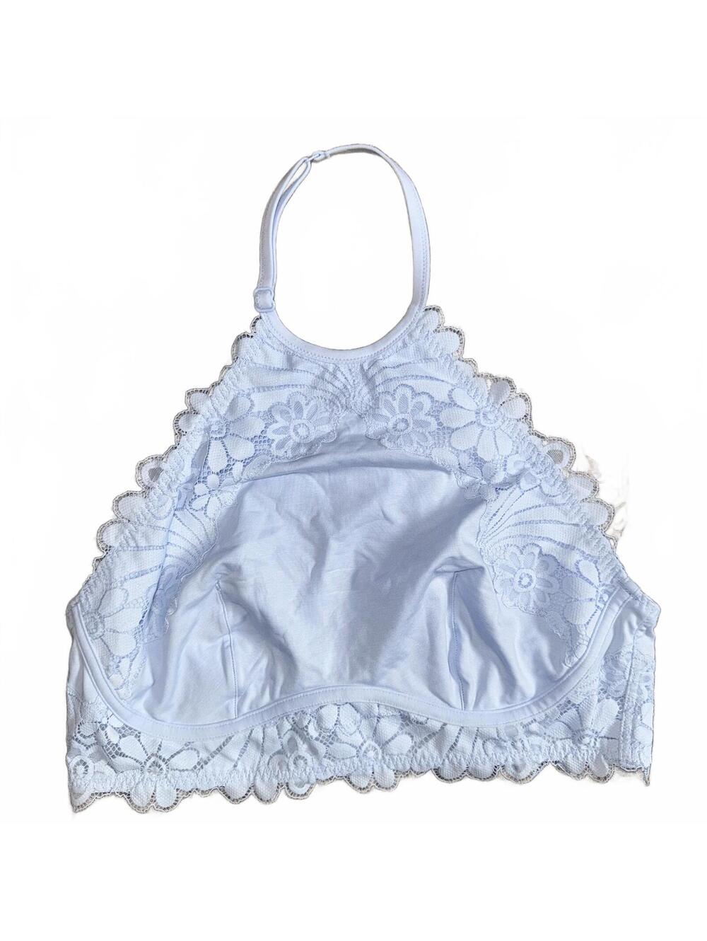 Light Blue Lace Halter Neck Bralette Women's Large Boho Cottagecore NWT